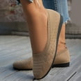 thumbnail image 4 of GPOECD Ballerines Bout Rond Couleur Unie en Maille Tricotée à Enfiler Chaussures Décontractées d'Été Confortables pour Femmes 03_Khaki,42, 4 of 7