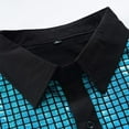 thumbnail image 3 of Mens Lapel Sequin Dress Shirt 70s Disco Costume Sparkle Party Short Sleeve Button Down Shirts, 3 of 6
