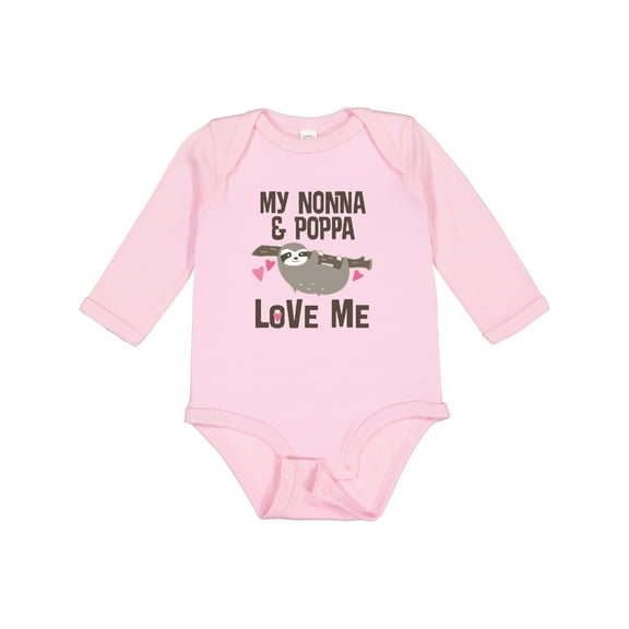Inktastic Nonna and Poppa Granddaughter Sloth Girls Long Sleeve Baby Bodysuit