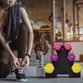 thumbnail image 5 of Open Box BalanceFrom 20 lb Neoprene Coated Iron Dumbbell Hex Weights Set with Stand, Color-Coded, 5 of 11