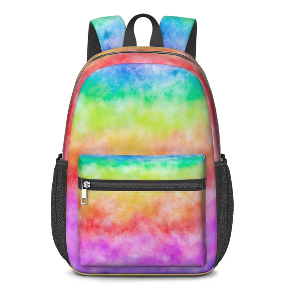 17 Inch Lightweight Backpack,PVC Waterproof Oxford Fabric, Ergonomically Designed, with Large Capacity, Vibrant Rainbow Print