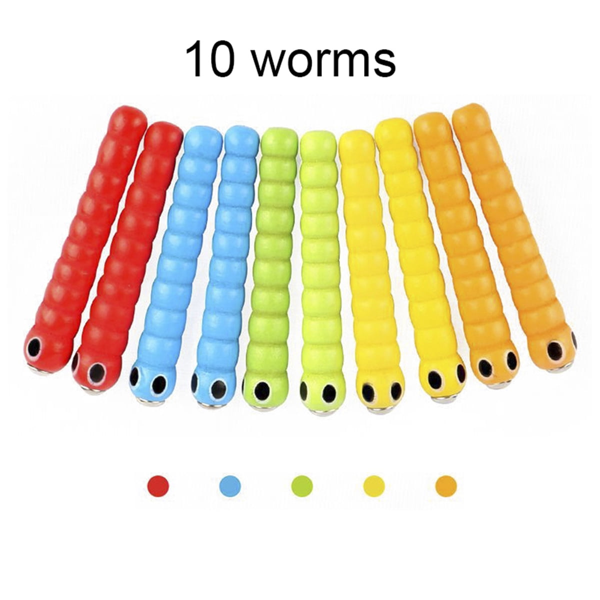 Wooden Catch Worm Game with Magnetic Pole and 10 Worms Toys for Kids Pink 