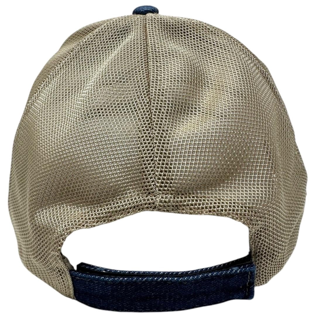 Ford Mustang Men's Hat Embroidered Logo Blue Denim Mesh Panels Adjustable Cap
