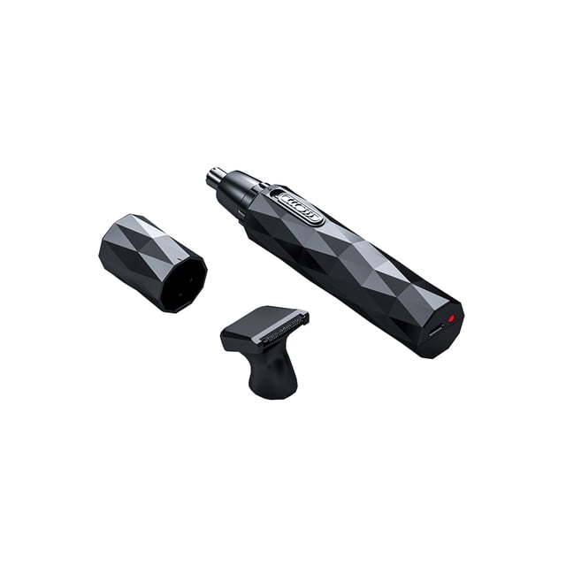 Minnieouse Recortador de pelo de nariz ABS, portátil, 360 grados, esmerilado, desmontable, lavable, potente Motor, removedor de carga USB, cortapelos Juegos de afeitado 2 cabezas negras. Minnieouse CE013877-04B