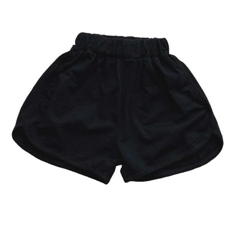 CUZIBR Baby Kids Girls Summer Shorts Casual Solid Color Elastic Waist Wide Leg Side Split Short Pants Bottoms Holiday Beach Sport Athletic Running Lightweight Breathable Dailywear Black 18-24 Months