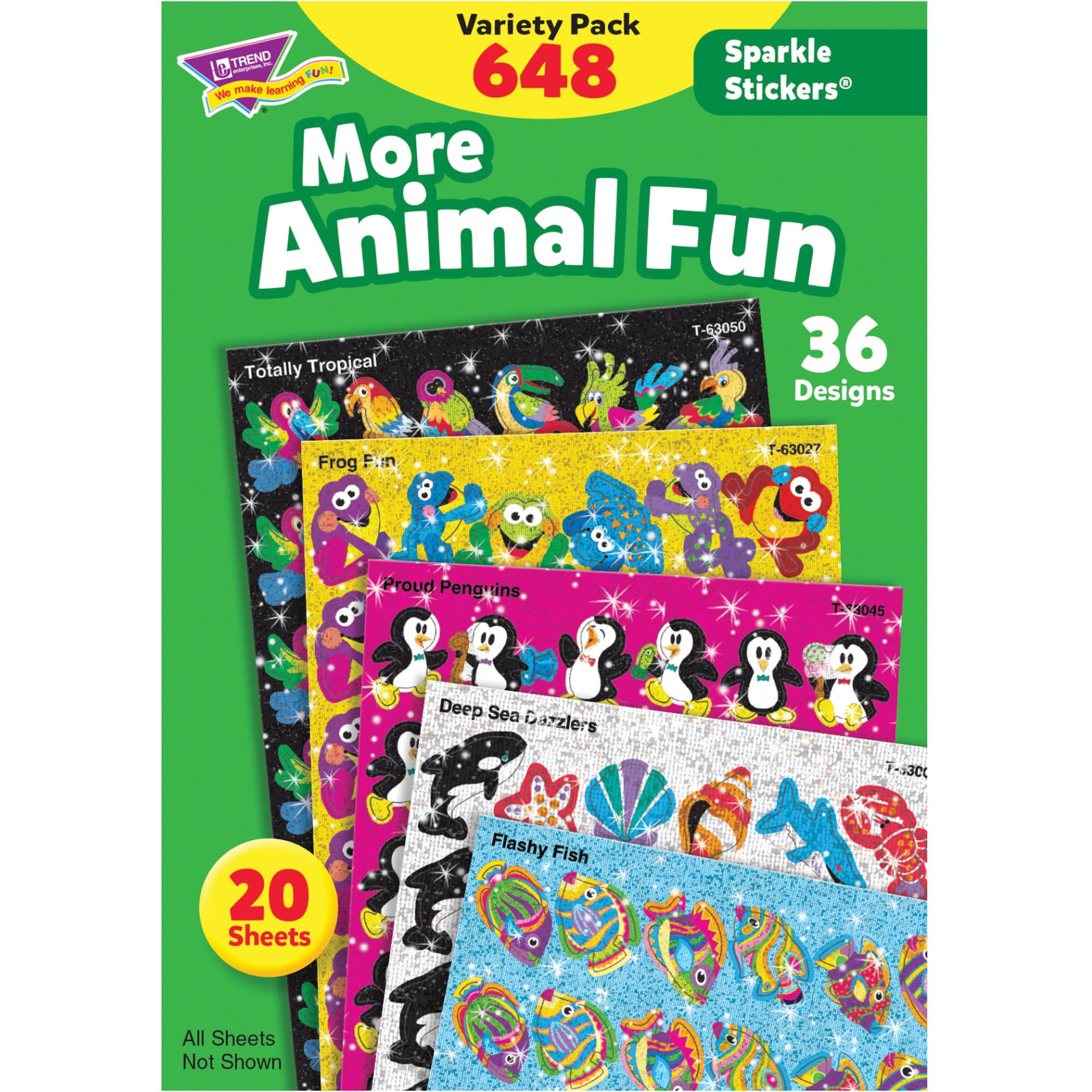 Trend Animal Fun Stickers Variety Pack, Multicolor, 648 / Each ...