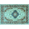 thumbnail image 1 of Ahgly Company Machine Washable Indoor Rectangle Medallion Light Blue Traditional Area Rugs, 7' x 10', 1 of 4