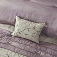 thumbnail image 4 of Madison Park Queen Faux Silk Comforter Set with Decor Pillow and Bed Skirt Embroidered Pieced 7-Piece Bedding Set, Purple, 4 of 11