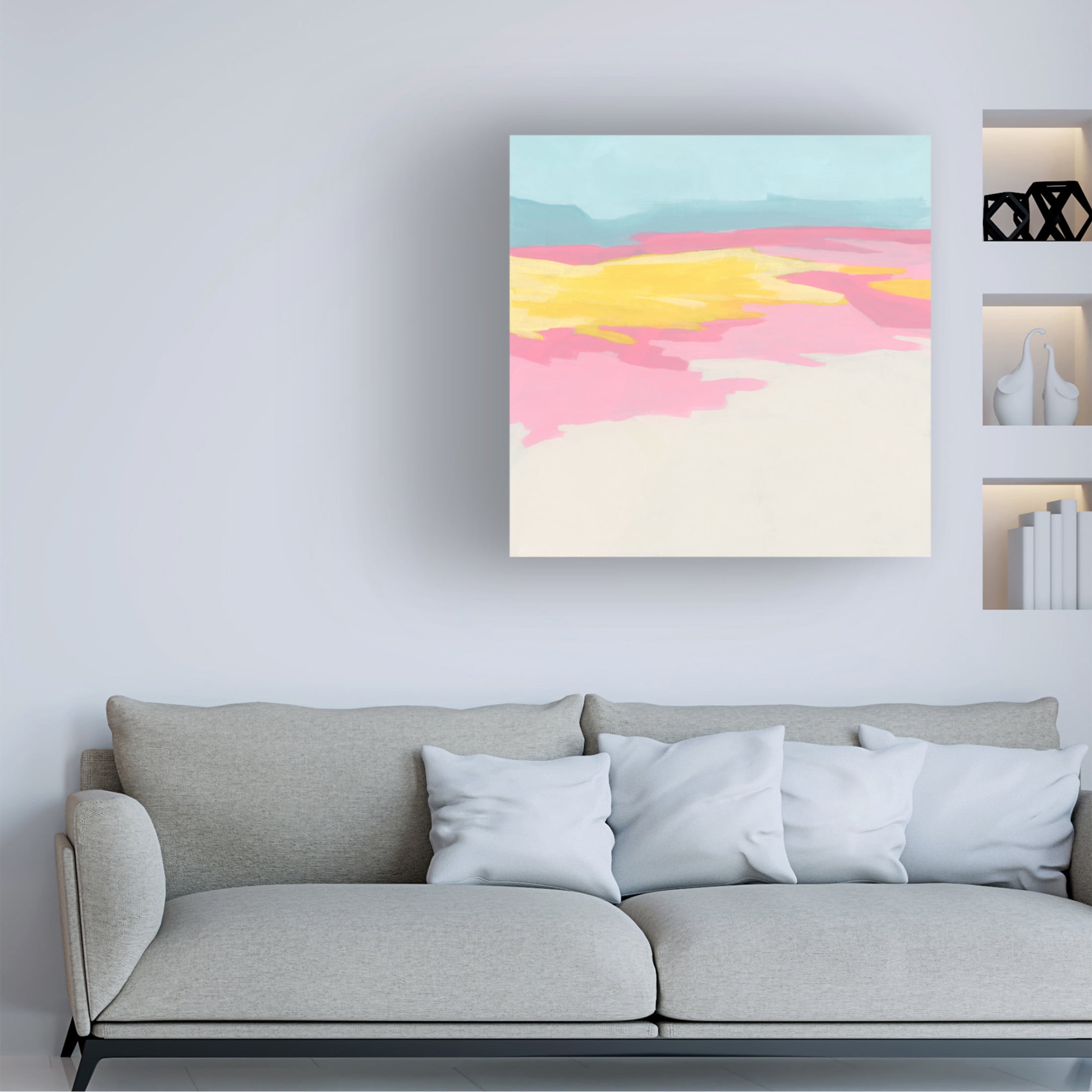 Canvas Wall Art - June Erica Vess 'Flamingo Flats II' Wall Art for Living Room, Bedroom, or Office Décor by Trademark Fine Art - 24 x 24 Inches