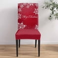 thumbnail image 4 of Chair Covers for Dining Room Set of 6,Merry Christmas White Snowflakes on Red Stretch Seat Protector Removable Washable Chairs Slipcovers for Kitchen Banquet Wedding Hotel,Xmas Celebration, 4 of 6