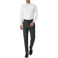 thumbnail image 2 of MODA NOVA Big & Tall Men's Striped Dress Pants Slim Fit Flat Front Trousers Black 38, 2 of 5