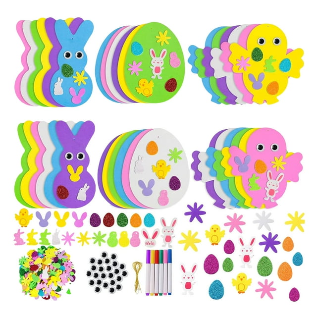 Easter Foam Stickers Set DIY Egg Rabbit Chicken Easter Decorations Easter Craft Kit Family Interaction