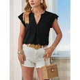 thumbnail image 6 of Womens Blouse V Neck Ruffle Sleeve Flowy Shirts Dressy Casual Cute Summer Tops Black M, 6 of 9