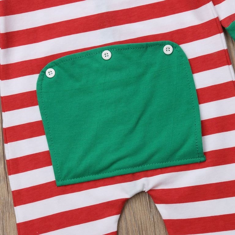 Christmas Pajamas Long John Baby Boy & Girls Plaid Green Butt Flap