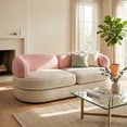 thumbnail image 3 of 80" Sleeper Sofa Couch, Convertible Deep Seat Corduroy Couch Bed for Living Room & Small Spaces, Modern Beige, 3 of 5