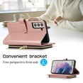 thumbnail image 3 of Feishell for Samsung Galaxy S21+ Crossbody Zipper Wallet Case,for Women Men,Premium PU Leather Shockproof Magnetic Clasp Card Slots Kickstand Phone Case with Shoulder & Wrist Strap,Rosegold, 3 of 12