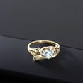 thumbnail image 4 of Gem Stone King 0.74 Ct Sky Blue Aquamarine Blue Created Sapphire 18K Yellow Gold Plated Silver Ring, 4 of 4