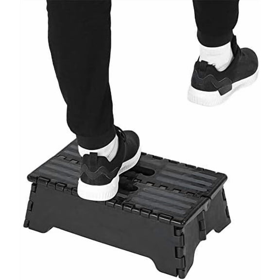Folding Step Stool, Plastic Portable Black Step Ladder One Step Ladder Lightweight Step Chair Ladder for Elderly Pregnant Bathroom Travel Use, Holds to 150kg, 14.9 * 8.5 * 5.1$$Tools