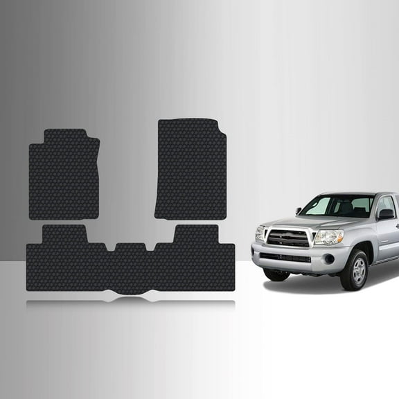 ToughPRO Front   2nd Row Mats Compatible with Toyota Tacoma 2006 Access Cab - All Weather Heavy Duty (Made in USA) Black Rubber