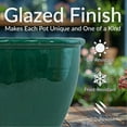 thumbnail image 5 of Sunnydaze Chalet 14.5" x 14.5" x 11.25" H Round Dark Green Ceramic Solid Plant Pot, 5 of 13