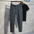 thumbnail image 3 of 9 Pantalones de verano recortados para hombre, pantalones de traje ajustados y trenzados, pantalones rectos, novedad en ropa de diseñador, sastrería, oferta de moda, 3 of 5