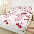 thumbnail image 3 of Feelyou Princess Monogrammed H Twin Sheet Sets, Fashion Ribbon Cherry Twin Fitted Sheet, Teens Kids Girls Women Flat Sheet, Luxury Bedroom Decor, 3-Piece, 3 of 7