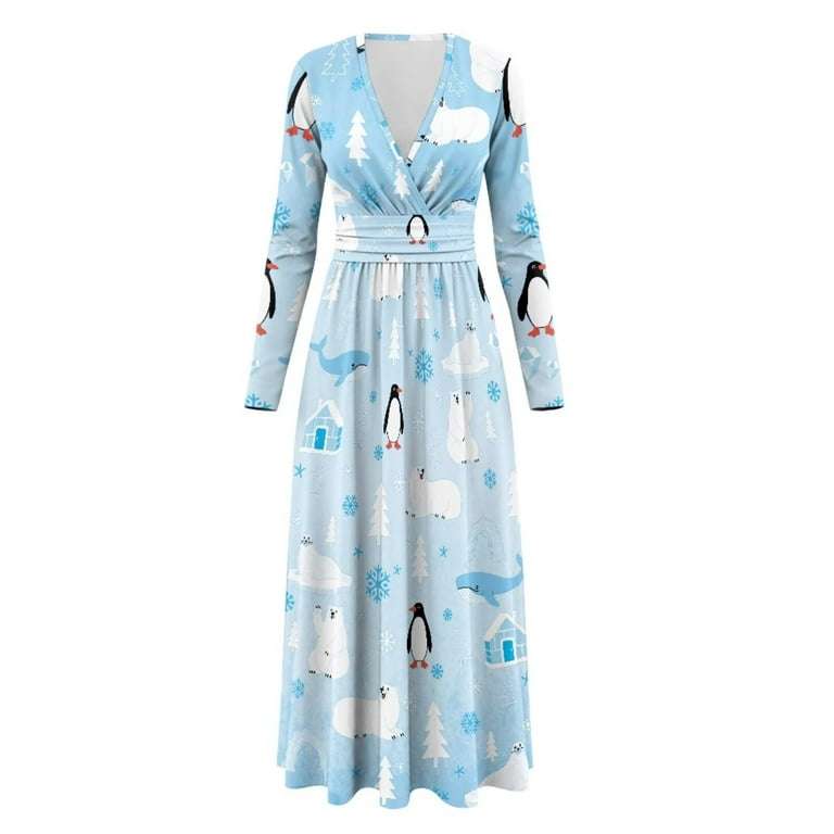 blue winter maxi dress Provence Bloom Long Sleeve Maxi Dress Floral Blue