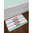 thumbnail image 2 of Saying Bath Mat, Positive Mind Vibes Life Lettering on Bicolour Brushstrokes, Plush Bathroom Decor Mat with Non Slip Backing, 29.5" X 17.5", Pale Pink Pale Seafoam, by Ambesonne, 2 of 2