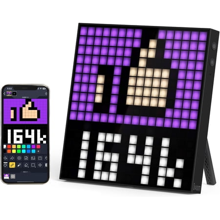 Pixoo 16 - Pixel Art Digital Clock with APP Control & WiFi Connects, 16x16 Pixel LED Large Display Smart Clock with Date, Event Reminder, Message Board for Home, Office, Bedrooms