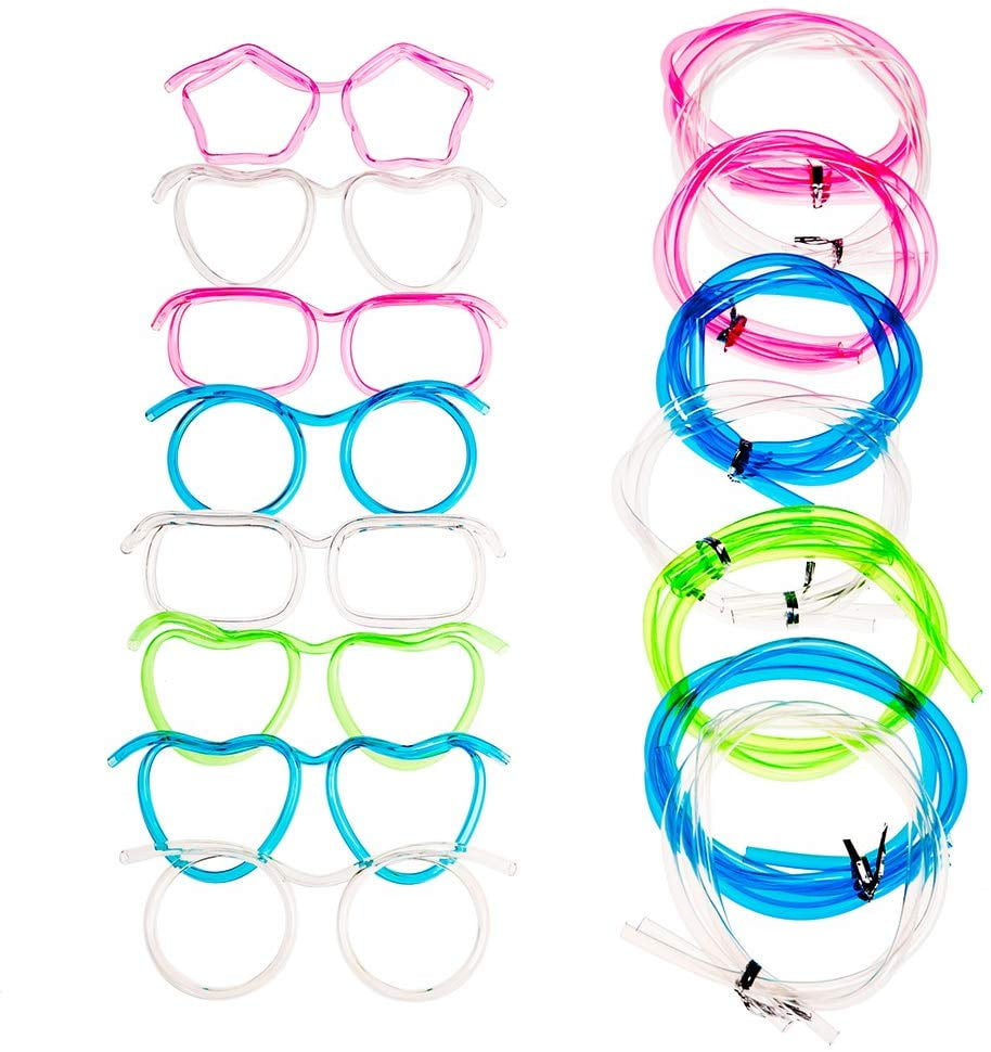 Eye Glasses Drinking Straw,Funny Party Supplies Silly Straw Glasses