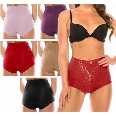 Women's Colorful 12 Pc Hi-Waist Smooth Microfiber Full Waist Shaping Briefs (XL)