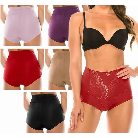Women's Colorful 12 Pc Hi-Waist Smooth Microfiber Full Waist Shaping Briefs (S)