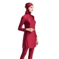 thumbnail image 4 of IBTOM CASTLE Women Muslim Burkini Swimsuits Modest Swimwear Islamic Long Sleeve Full Cover Hijab Swim Top Pants Plain ​Bathing Suit L Red, 4 of 6