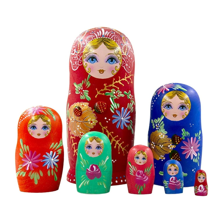 7Pcs Handmade Matryoshka Dolls Wooden Nesting Doll Stacking Dolls