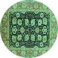 thumbnail image 1 of Ahgly Company Machine Washable Indoor Round Oriental Turquoise Blue Industrial Area Rugs, 7' Round, 1 of 4