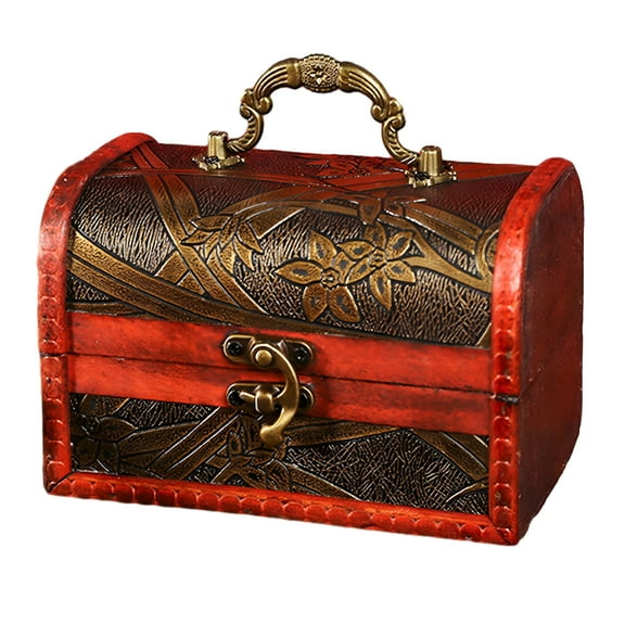 LAMIRO Wood Treasure Chest Trinkets Organizer for Kids Prizes Party Favor Classroom Style B