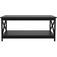 thumbnail image 3 of 35.5'' Round Whole Black Coffee Table, Clear Coffee Table，Modern Side Center Tables for Living Room， Living Room Furniture (Black12), 3 of 14