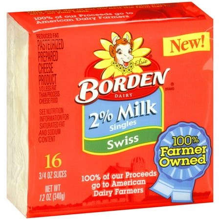 Borden 2% Milk Swiss Cheese Slices, 16ct