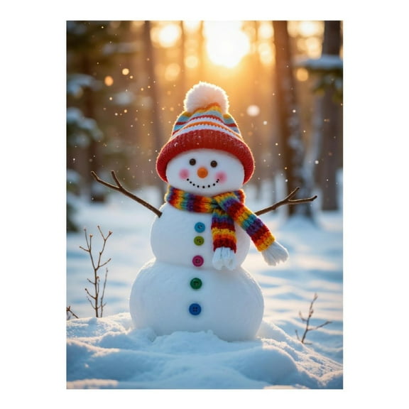 Diamond Art Kit for Adults, Snowman Winter Sunburst Forest Diamond Painting for Adults Beginners, 5D DIY Diamond Art Painting Kits, Colorful Diamond Painting Craft for Home Decor 12x16