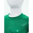 thumbnail image 4 of inlzdz Girls Metallic Shiny Hip Hop Jazz Dance Crop Top Performance Glitter T-Shirt Disco Party Dancewear Dark Green 130, 4 of 7