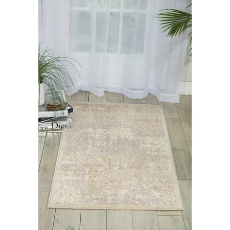 Nourison Graphic Illusions Distressed Damask Ivory 2 3  x 3 9  Area Rug  (2  x 4 ) Striking  bold patterns define this collection of tantalizing rugs. Featuring an exciting hand-carved high-low texture and contemporary color palette  these contemporary area rugs will add a distinctive flair to any setting. Indulge the senses and make a bold statement with these durable and captivating creations. Expert hand carving and a high-low loop pile construction give this area rug extraordinary touch appeal. Sublime shading in subtle gradations of grey and ivory background impart a damask design with an intriguing air that will lend an exotic allure to any setting.