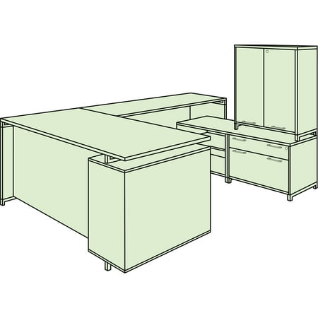 OneDesk 71" U-Desk with 60" Lateral File/ Open Storage Cabinet Low Credenza and Tower- Java