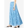 thumbnail image 3 of Jessica London Women's Plus Size Elastic Waist Cotton Flowing Maxi Crinkled Skirt, 3 of 4