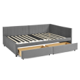 thumbnail image 6 of Tcbosik Full Size Daybed with 2 Storage Drawers, Velvet Fabric Upholstered Sofa Bed for Home Office, Space Saving, No Box Spring Needed, Grey, 6 of 11