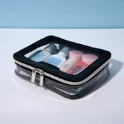 BEAUTYSPACE Black Color Piped Clear Travel Bag
