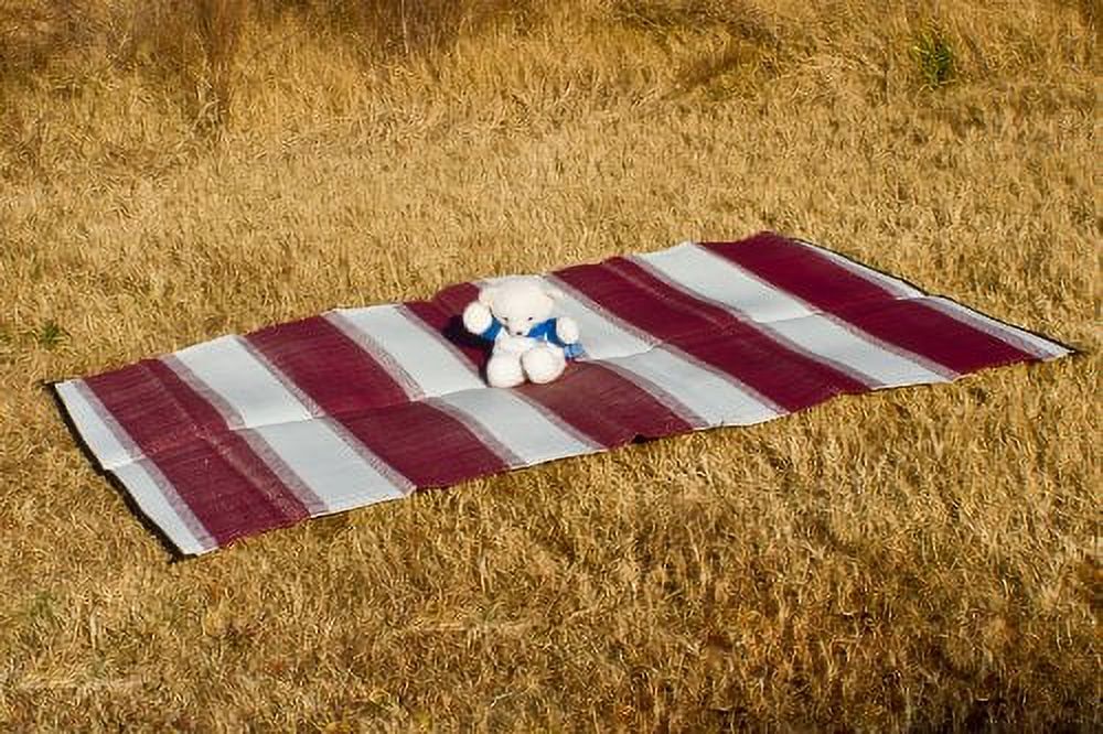 Camco 6' x 9' Reversible RV Outdoor Mat, Camping Mat, Burgundy Stripe - image 3 of 3