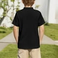thumbnail image 5 of Viluyesy Boys Short Sleeve T-Shirt, Solid Color Buttons Collar Breathable Dressy School Uniform Tops Black 7T, 5 of 8