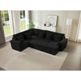 thumbnail image 4 of 110.2" L-Shaped Convertible Corduroy Modular Sectional Sleeper Sofa with Pull-Out Bed & Storage Seat & USB, Modern Oversized Upholstered 5-Seater Couch Bed, Easy Assembly, for Living Room, Black, 4 of 7