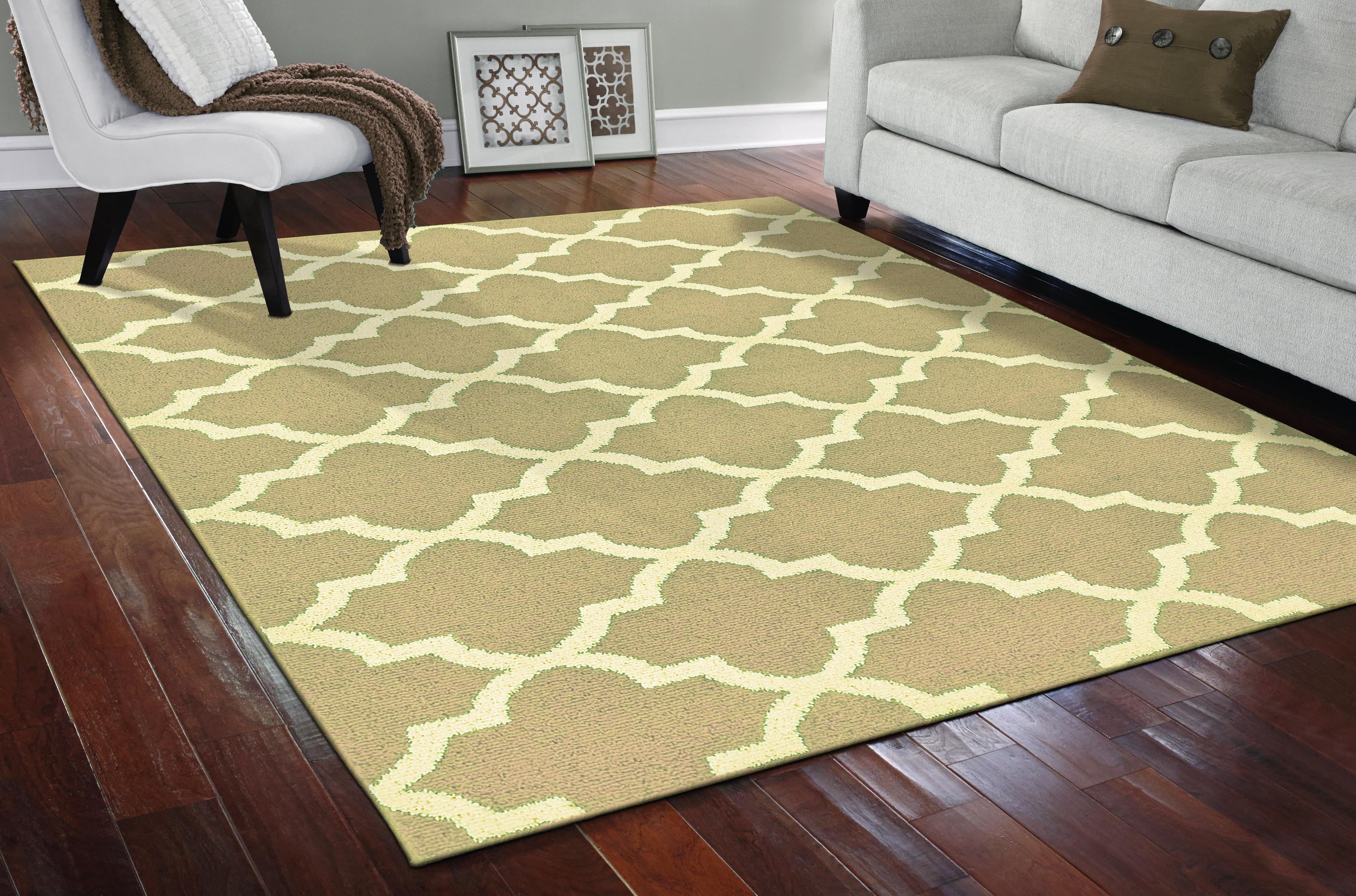 Mainstays Quatrefoil Tan/Ivory Indoor Area Rug, 7'6" x 9'6"