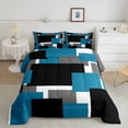 thumbnail image 2 of Manfei Abstract Block Full Size Comforter Sets, Modern Square Art Bedding Comforter Set, Teal Black Gray, Black Reversible 3-Piece, 1 Comforter and 2 Pillowcases, 2 of 6